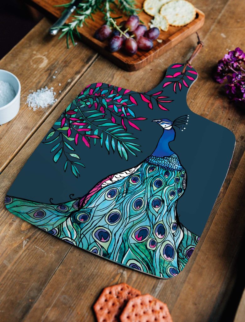 Tea Towel Peacock By Katie Cardew